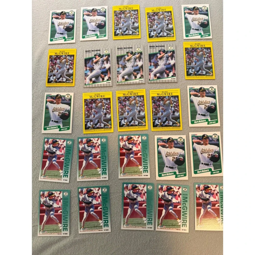 Mark McGwire Fleer Baseball Card Lot 25 Oakland A's Mixed Years Raw Vintage